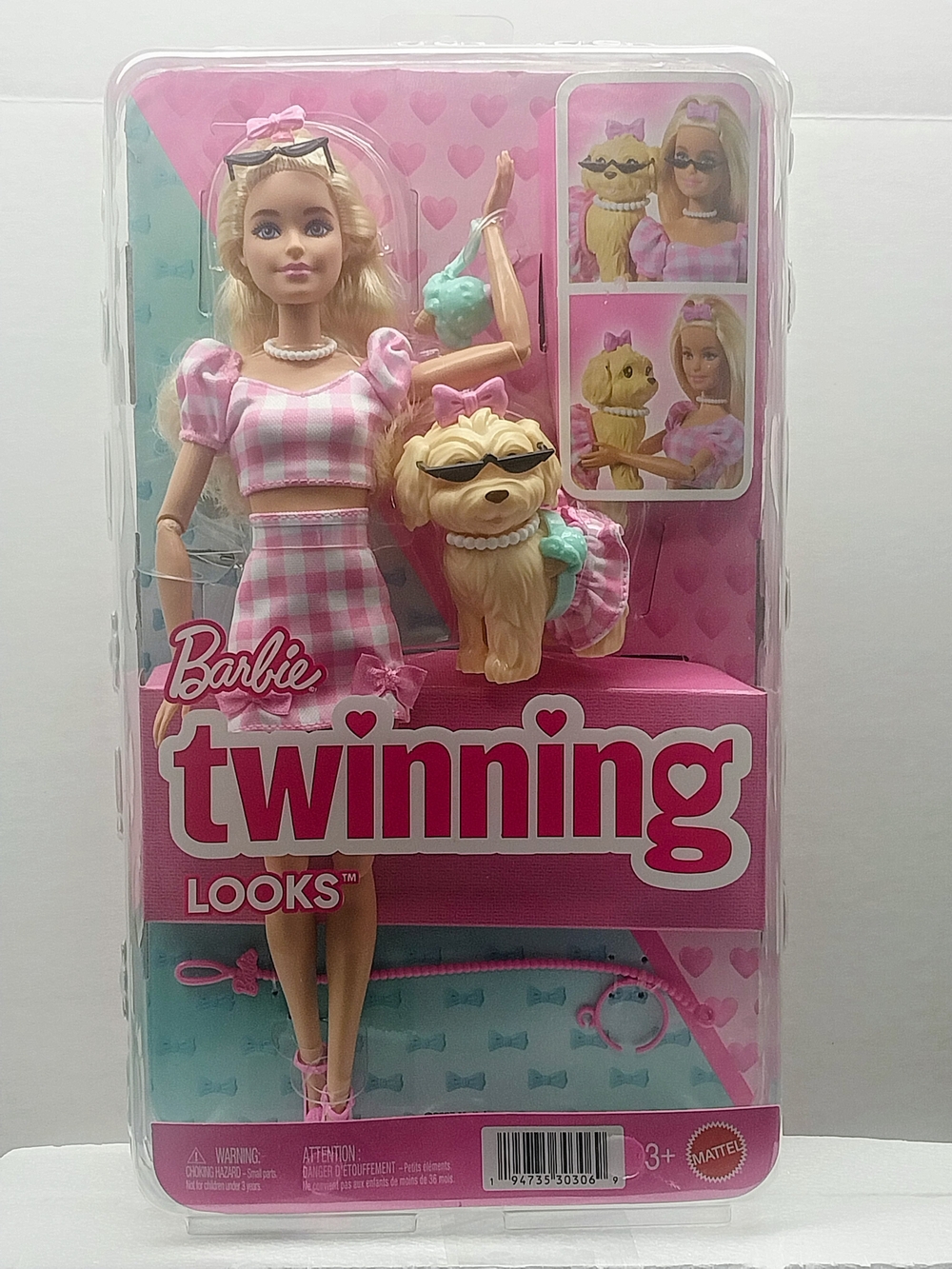 Barbie Twinning Looks Doll with Dog - Pink Gingham Outfit